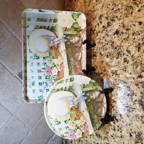 Melamine tray and trivet set - Picture 1 of 5